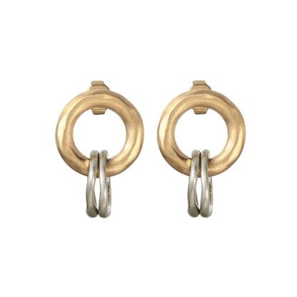 【LIMITED NUMBER】STAINLESS collection ピアス メタル トリプル リング コンビカラー スタッドピアス