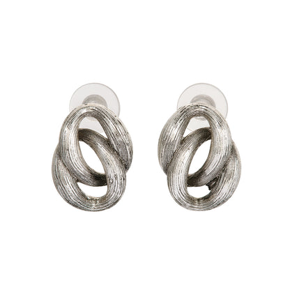 【LIMITED NUMBER】Vintage Like ピアス ニッケルフリー メタル オーバル リング ダブル チタンポスト スタッドピアス