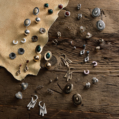 【LIMITED NUMBER】Vintage Like ピアス ニッケルフリー メタル フラワー クロス スエード風 リボン チタンポスト スタッドピアス