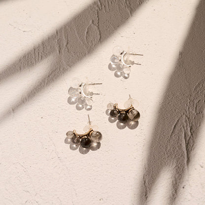 【LIMITED NUMBER/リミテッドナンバー】MELLOW クリア マーブル カラー ボール カーブライン チタンポスト スタッドピアス