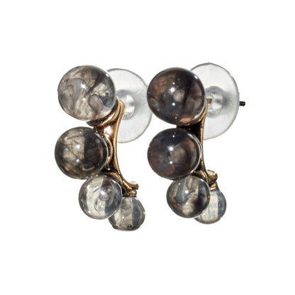 【LIMITED NUMBER/リミテッドナンバー】MELLOW クリア マーブル カラー ボール カーブライン チタンポスト スタッドピアス