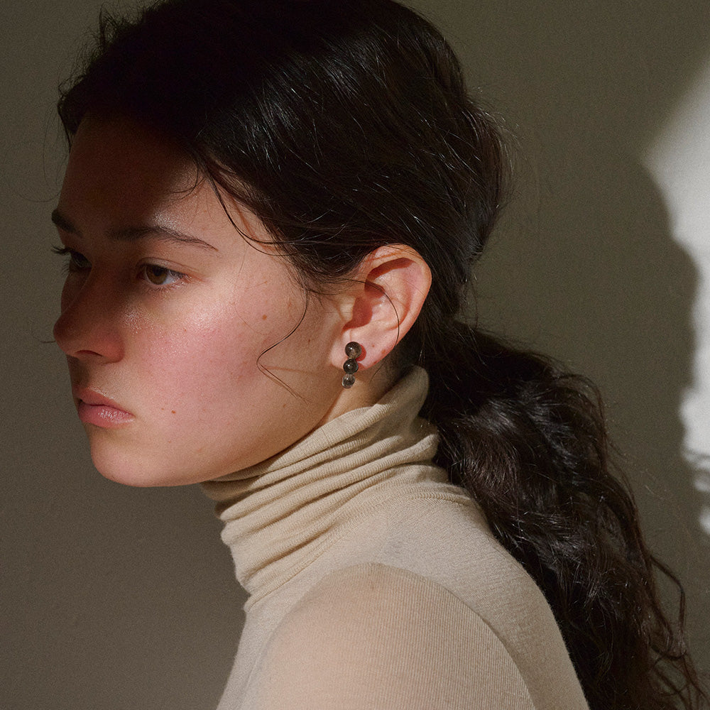 【LIMITED NUMBER/リミテッドナンバー】MELLOW クリア マーブル カラー ボール カーブライン チタンポスト スタッドピアス