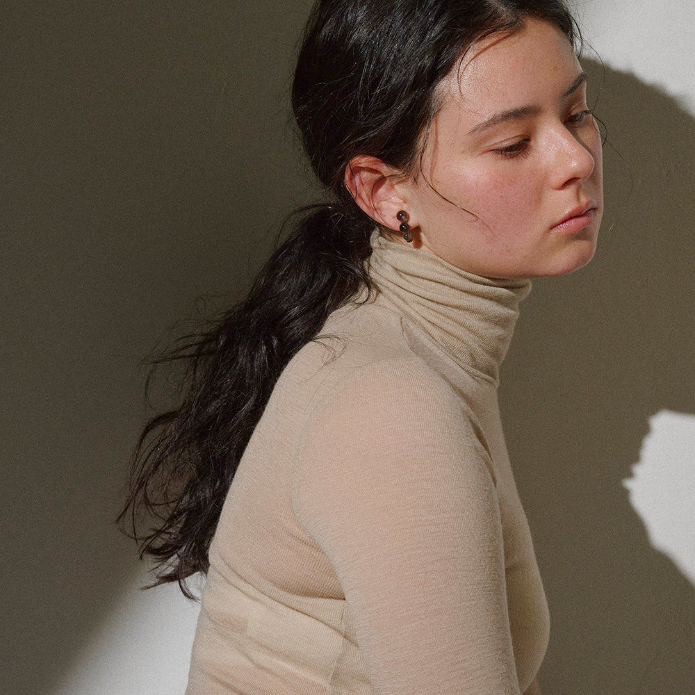 【LIMITED NUMBER/リミテッドナンバー】MELLOW クリア マーブル カラー ボール カーブライン チタンポスト スタッドピアス