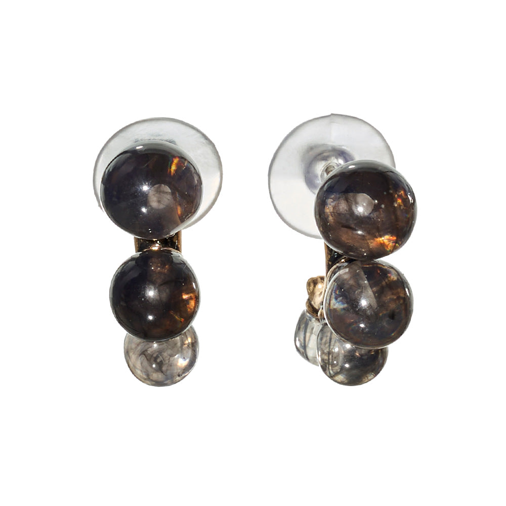 【LIMITED NUMBER/リミテッドナンバー】MELLOW クリア マーブル カラー ボール カーブライン チタンポスト スタッドピアス