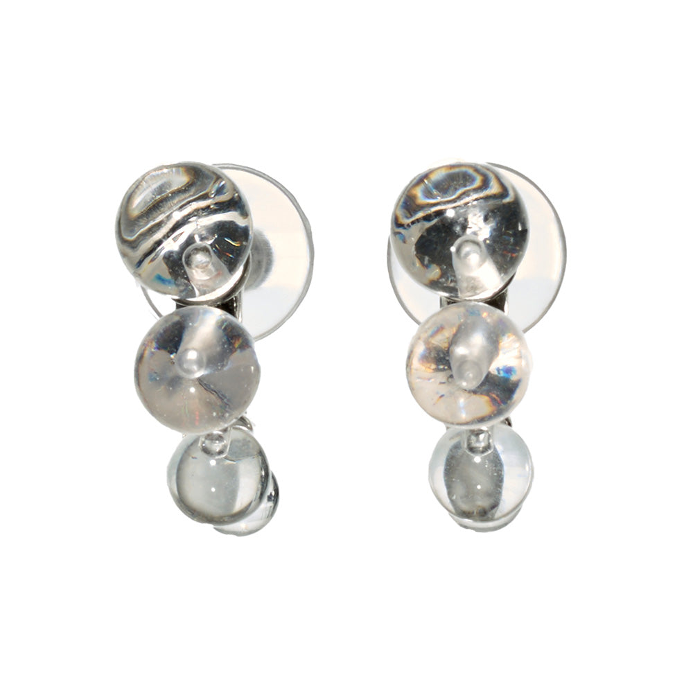 【LIMITED NUMBER/リミテッドナンバー】MELLOW クリア マーブル カラー ボール カーブライン チタンポスト スタッドピアス