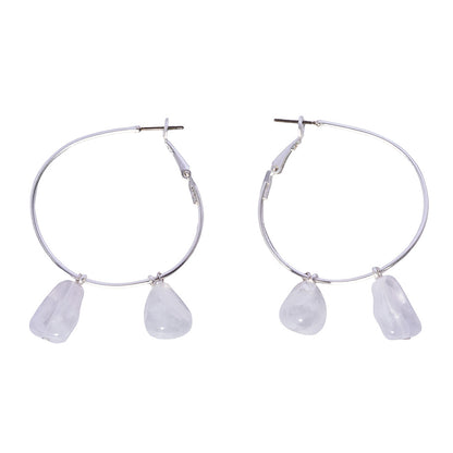 【LIMITED NUMBER/リミテッドナンバー】MELLOW ダブル クリア マーブル カラー ストーンビーズ カーブ ドロップ チタンポスト フープピアス