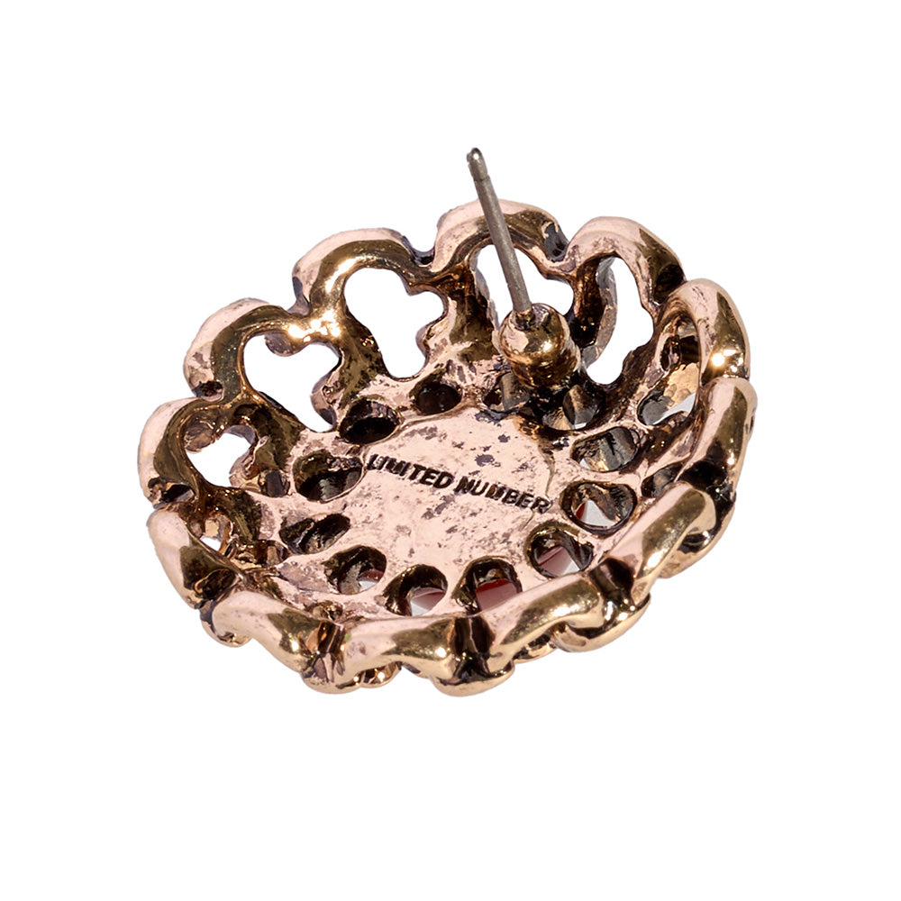 【LIMITED NUMBER/リミテッドナンバー】MELLOW 透かし アンティーク調 ボタン ストーンビーズ チタンポスト スタッドピアス