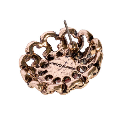 【LIMITED NUMBER/リミテッドナンバー】MELLOW 透かし アンティーク調 ボタン ストーンビーズ チタンポスト スタッドピアス