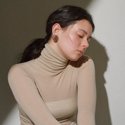 【LIMITED NUMBER/リミテッドナンバー】MELLOW 透かし アンティーク調 ボタン ストーンビーズ チタンポスト スタッドピアス