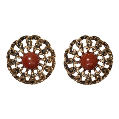 【LIMITED NUMBER/リミテッドナンバー】MELLOW 透かし アンティーク調 ボタン ストーンビーズ チタンポスト スタッドピアス