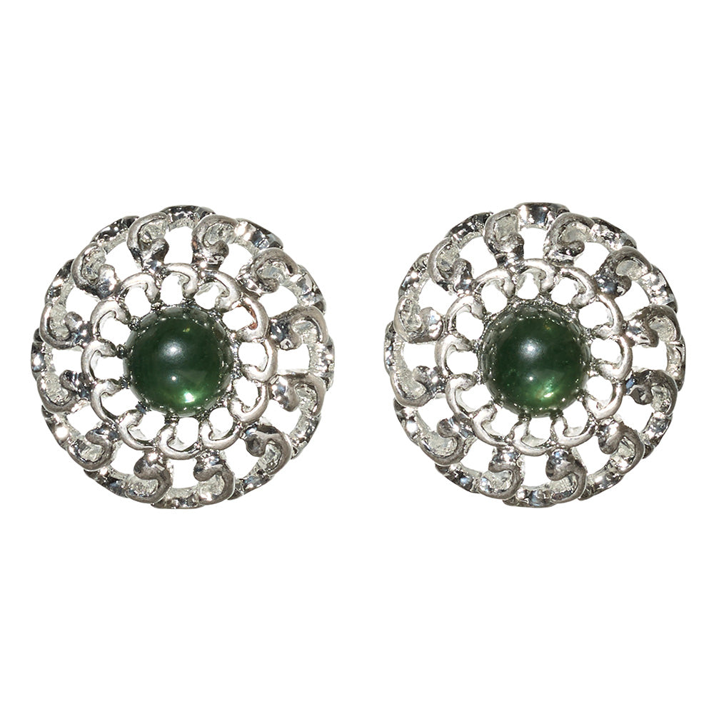 【LIMITED NUMBER/リミテッドナンバー】MELLOW 透かし アンティーク調 ボタン ストーンビーズ チタンポスト スタッドピアス