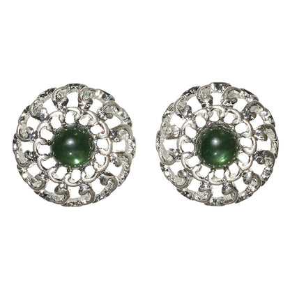 【LIMITED NUMBER/リミテッドナンバー】MELLOW 透かし アンティーク調 ボタン ストーンビーズ チタンポスト スタッドピアス