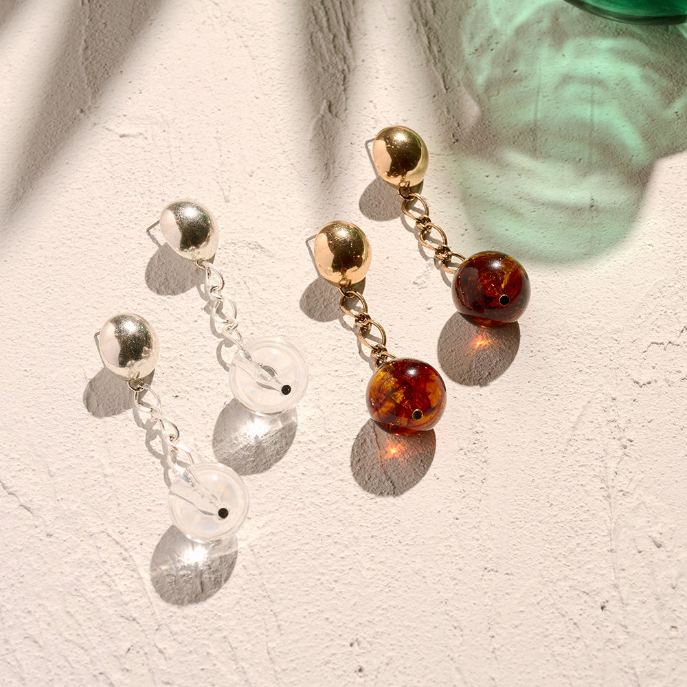 【LIMITED NUMBER/リミテッドナンバー】MELLOW チェーン クリア カラー ボール チタンポスト スタッドピアス