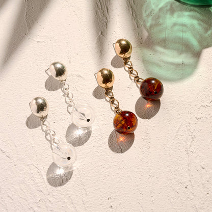 【LIMITED NUMBER/リミテッドナンバー】MELLOW チェーン クリア カラー ボール チタンポスト スタッドピアス