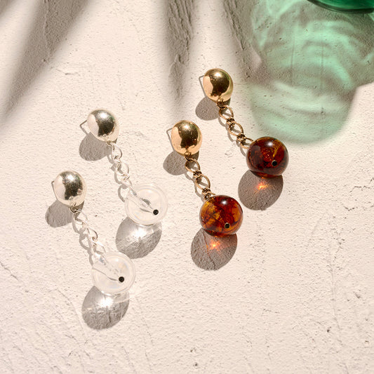 【LIMITED NUMBER/リミテッドナンバー】MELLOW チェーン クリア カラー ボール チタンポスト スタッドピアス