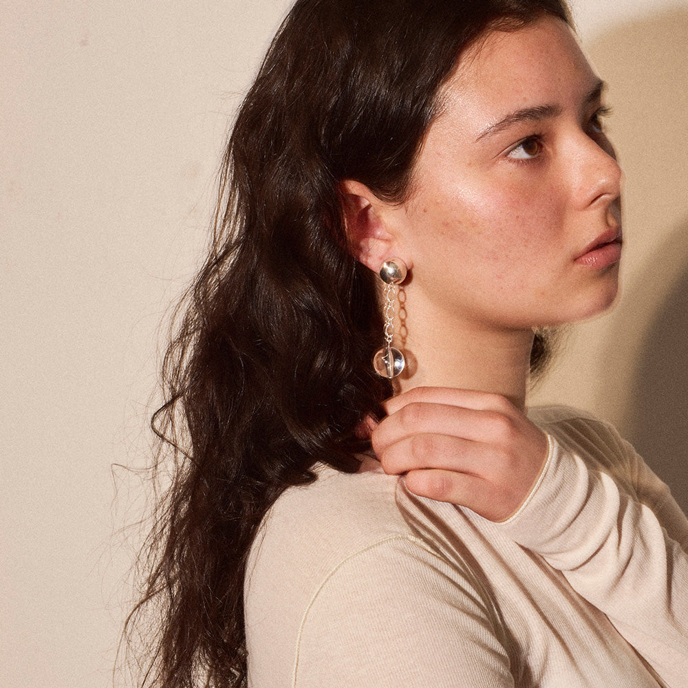 【LIMITED NUMBER/リミテッドナンバー】MELLOW チェーン クリア カラー ボール チタンポスト スタッドピアス