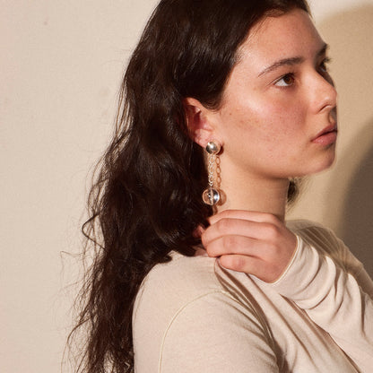 【LIMITED NUMBER/リミテッドナンバー】MELLOW チェーン クリア カラー ボール チタンポスト スタッドピアス