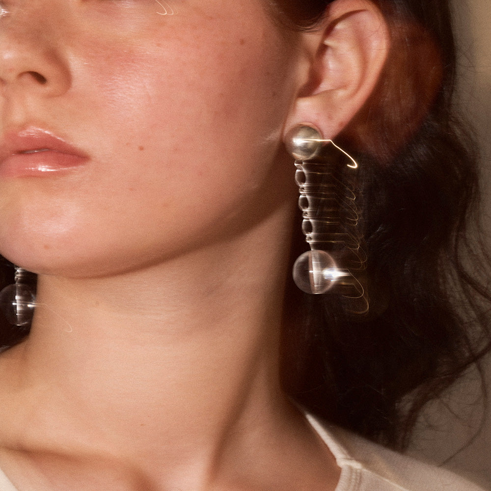 【LIMITED NUMBER/リミテッドナンバー】MELLOW チェーン クリア カラー ボール チタンポスト スタッドピアス