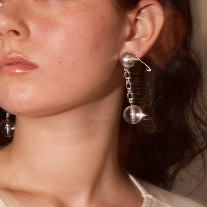 【LIMITED NUMBER/リミテッドナンバー】MELLOW チェーン クリア カラー ボール チタンポスト スタッドピアス