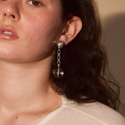 【LIMITED NUMBER/リミテッドナンバー】MELLOW チェーン クリア カラー ボール チタンポスト スタッドピアス