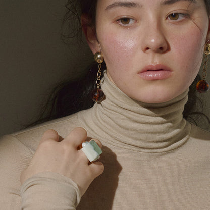 【LIMITED NUMBER/リミテッドナンバー】MELLOW チェーン クリア カラー ボール チタンポスト スタッドピアス