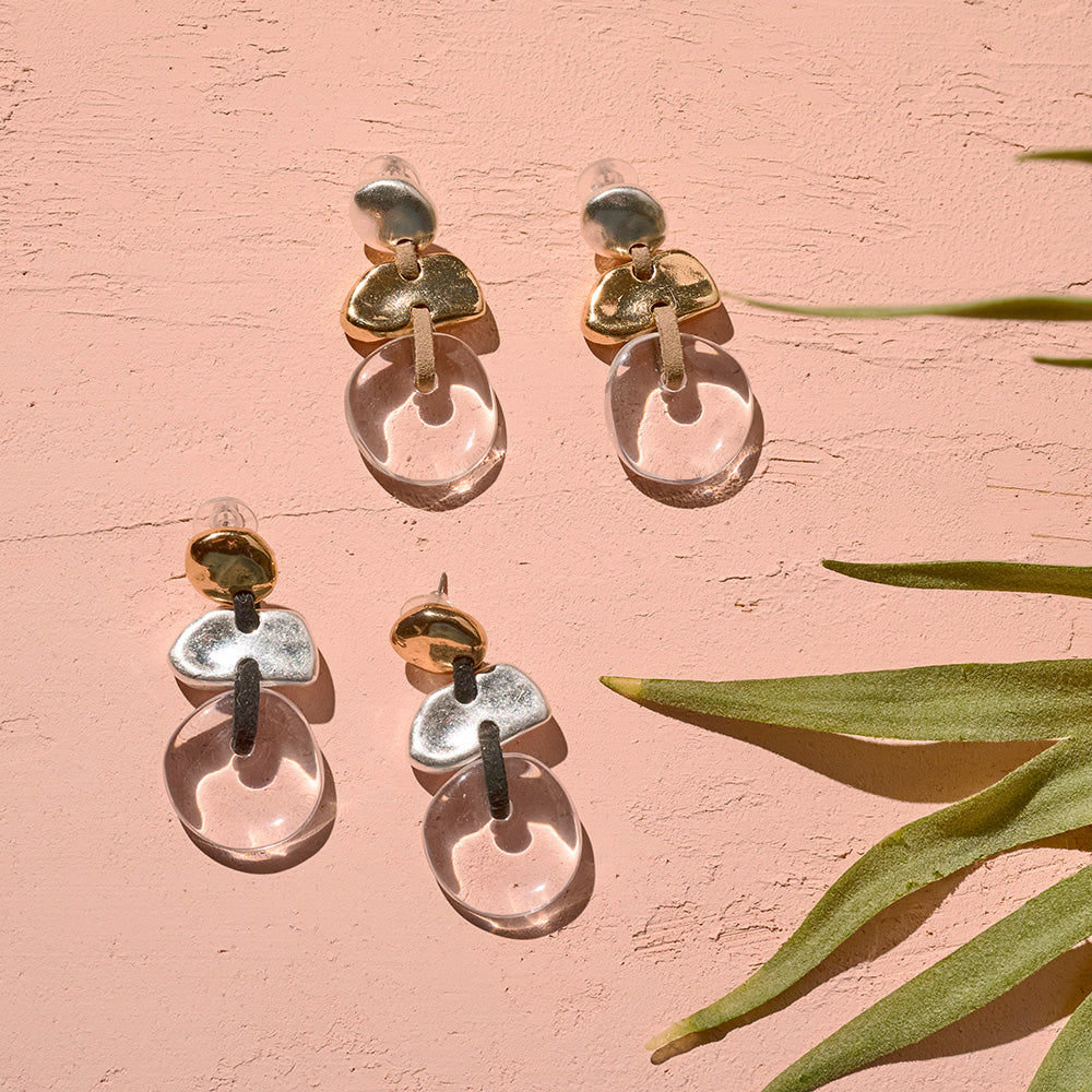 【LIMITED NUMBER/リミテッドナンバー】MELLOW マルチ シェイプ クリア コンビカラー チタンポスト スタッドピアス