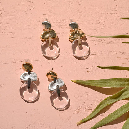 【LIMITED NUMBER/リミテッドナンバー】MELLOW マルチ シェイプ クリア コンビカラー チタンポスト スタッドピアス