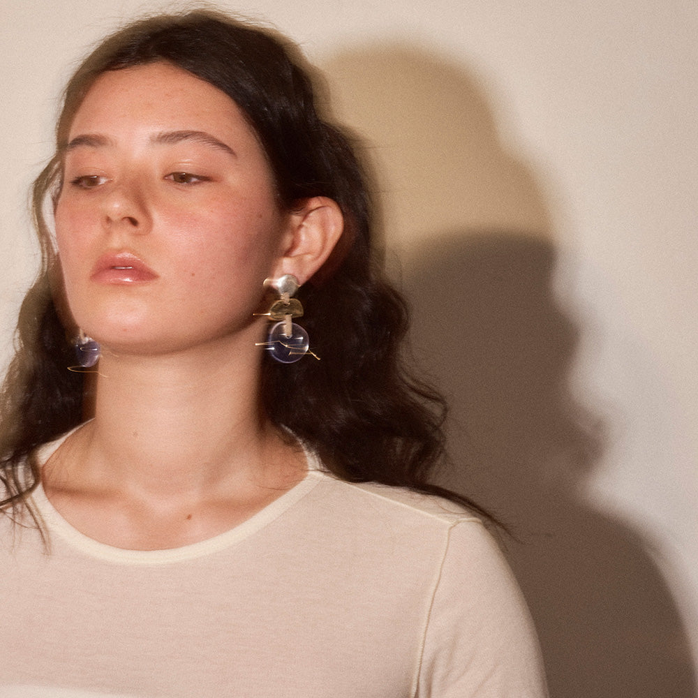 【LIMITED NUMBER/リミテッドナンバー】MELLOW マルチ シェイプ クリア コンビカラー チタンポスト スタッドピアス