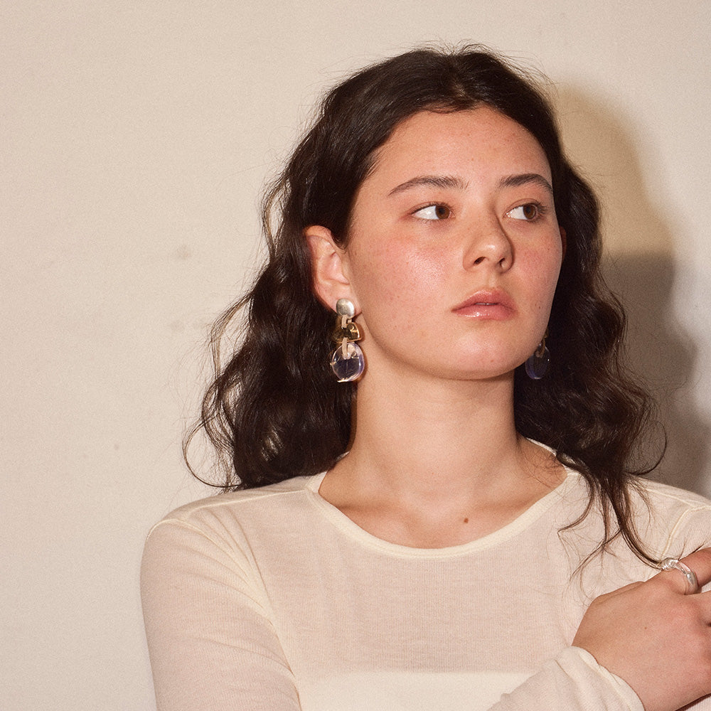 【LIMITED NUMBER/リミテッドナンバー】MELLOW マルチ シェイプ クリア コンビカラー チタンポスト スタッドピアス