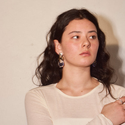 【LIMITED NUMBER/リミテッドナンバー】MELLOW マルチ シェイプ クリア コンビカラー チタンポスト スタッドピアス