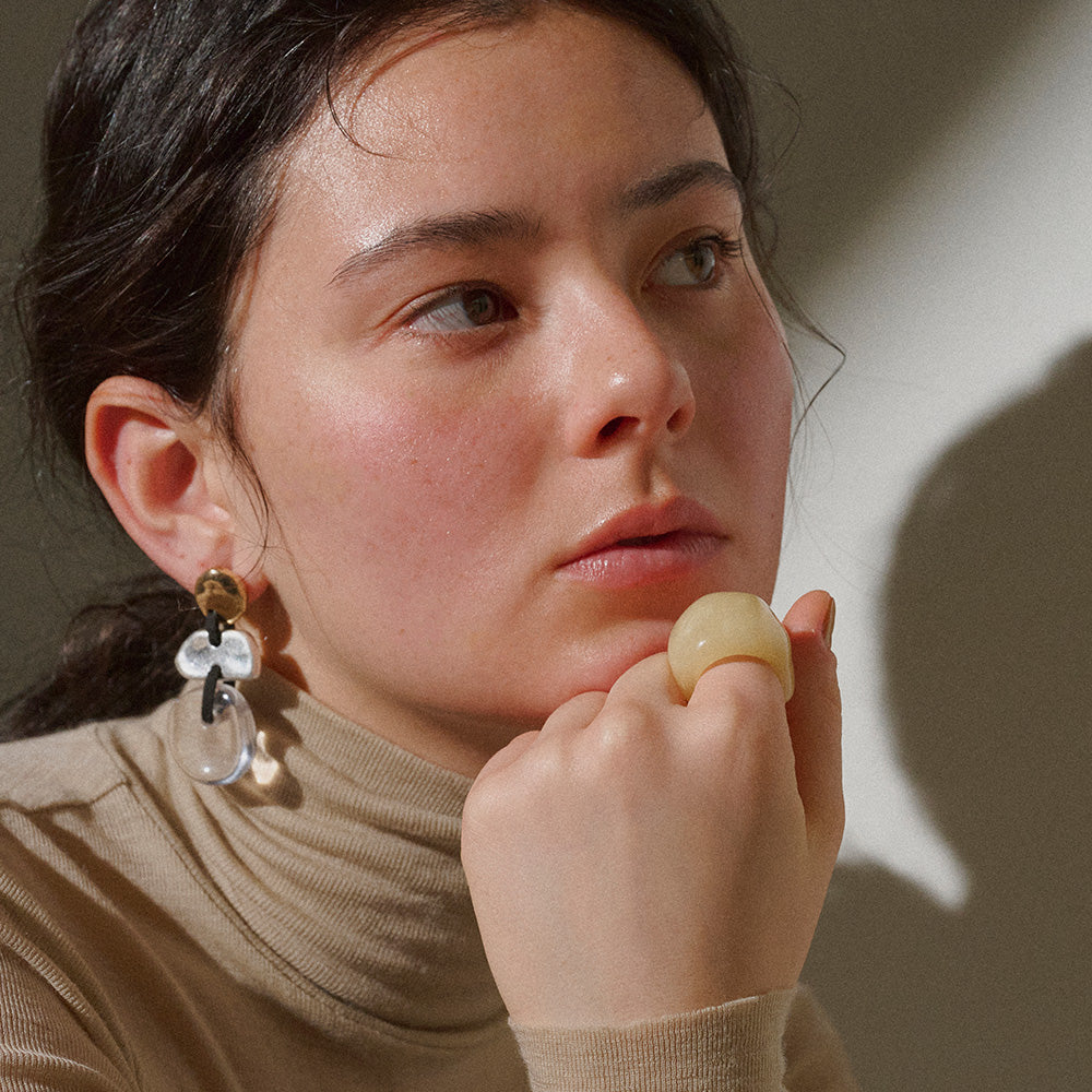 【LIMITED NUMBER/リミテッドナンバー】MELLOW マルチ シェイプ クリア コンビカラー チタンポスト スタッドピアス