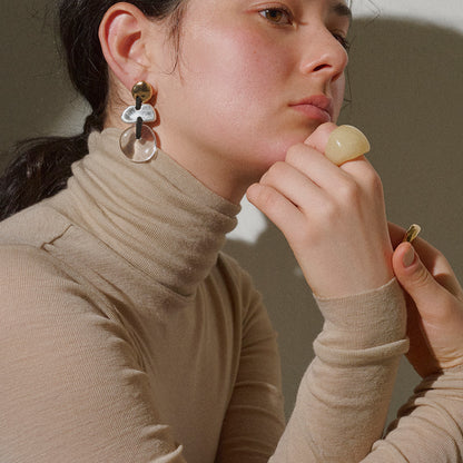 【LIMITED NUMBER/リミテッドナンバー】MELLOW マルチ シェイプ クリア コンビカラー チタンポスト スタッドピアス