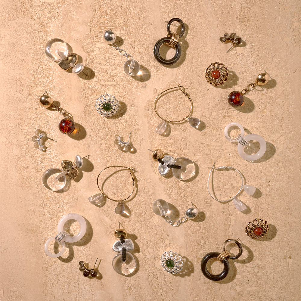 【LIMITED NUMBER/リミテッドナンバー】MELLOW マルチ シェイプ クリア コンビカラー チタンポスト スタッドピアス