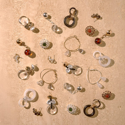 【LIMITED NUMBER/リミテッドナンバー】MELLOW マルチ シェイプ クリア コンビカラー チタンポスト スタッドピアス