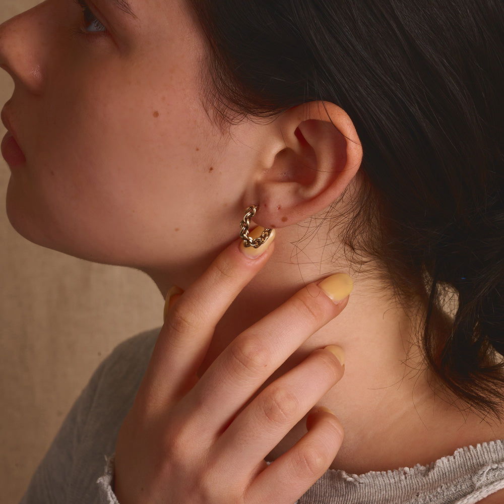 【LIMITED NUMBER/リミテッドナンバー】Vintage Like ピアス メタル チェーン チタンポスト フープピアス