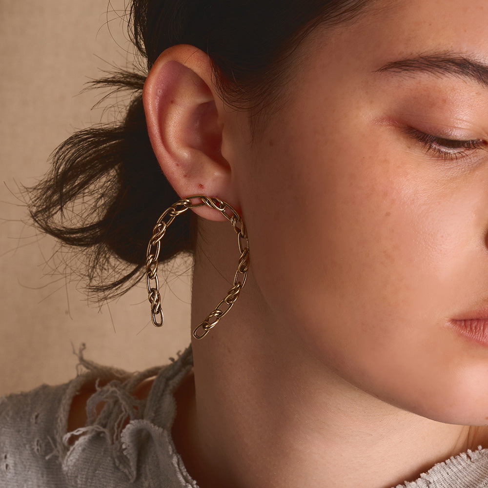 【LIMITED NUMBER/リミテッドナンバー】Vintage Like ピアス メタル チェーン 馬蹄 ホースシュー チタンポスト スタッドピアス