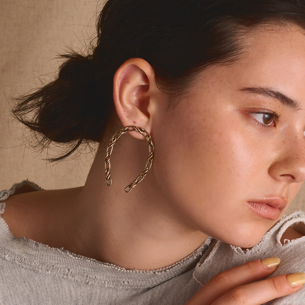 【LIMITED NUMBER/リミテッドナンバー】Vintage Like ピアス メタル チェーン 馬蹄 ホースシュー チタンポスト スタッドピアス