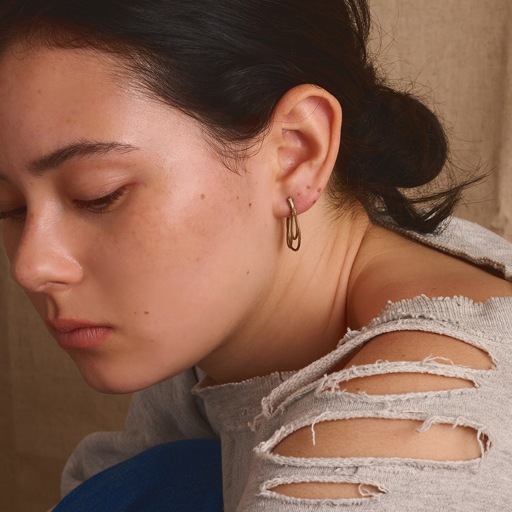 【LIMITED NUMBER/リミテッドナンバー】Vintage Like ピアス メタル 3連 チェーン バックキャッチ チタンポスト スタッドピアス