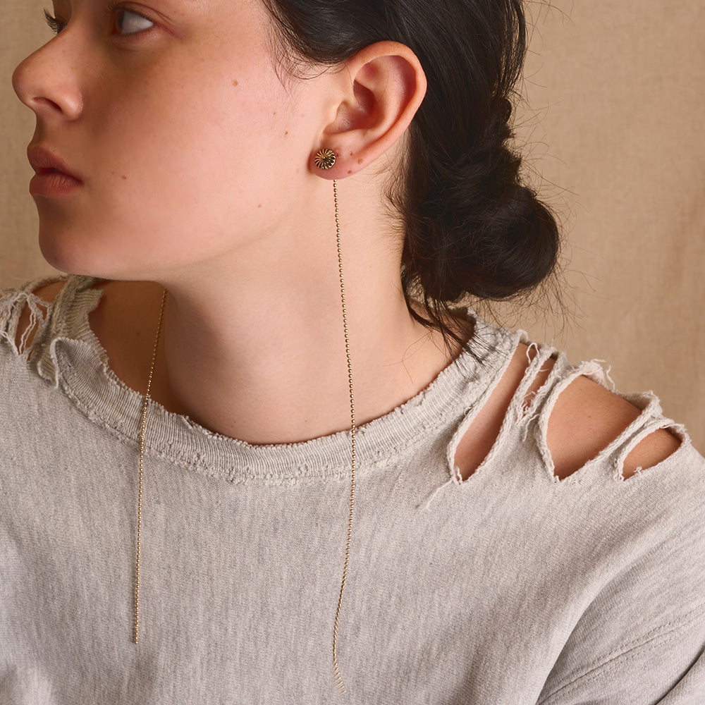 【LIMITED NUMBER/リミテッドナンバー】Vintage Like ピアス メタル フラワー ボール チェーン 2way チタンポスト スタッドピアス