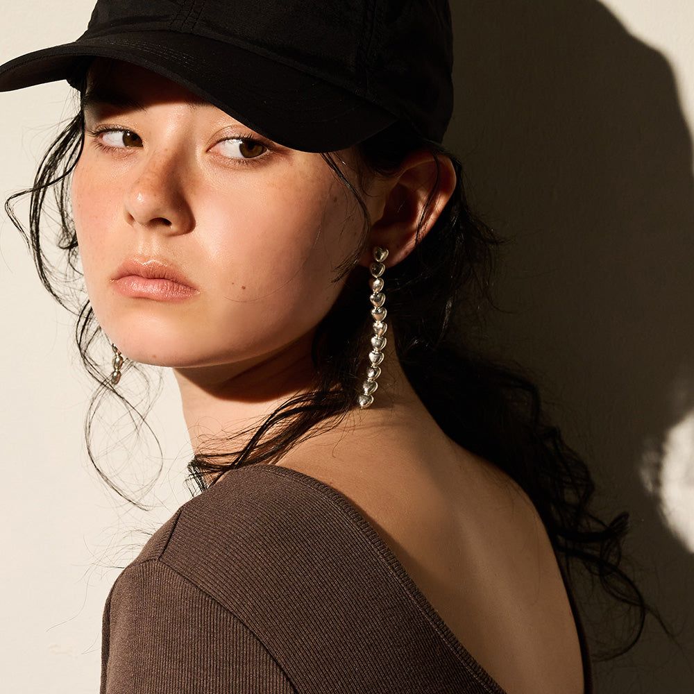 【LIMITED NUMBER/リミテッドナンバー】Vintage Like ピアス メタル ハート ライン チタンポスト スタッドピアス