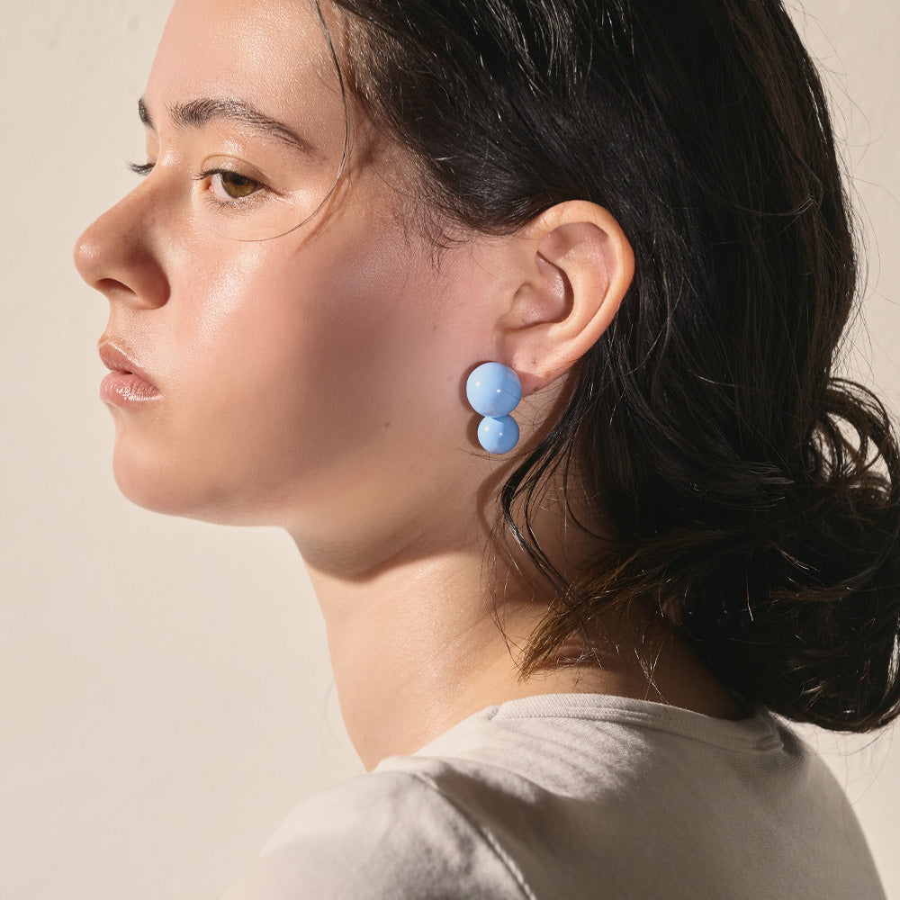 【LIMITED NUMBER/リミテッドナンバー】Vintage Like ピアス ニッケルフリー マーブル カラー ダブル ボール ステンレスポスト スタッドピアス
