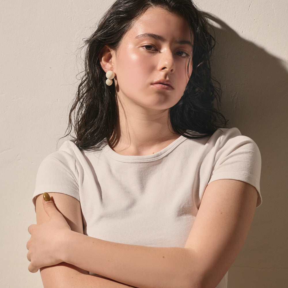 【LIMITED NUMBER/リミテッドナンバー】Vintage Like ピアス ニッケルフリー マーブル カラー ダブル ボール ステンレスポスト スタッドピアス
