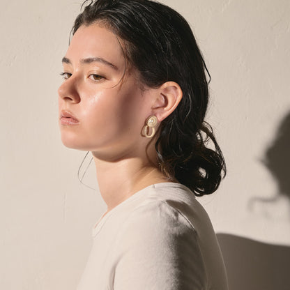【LIMITED NUMBER/リミテッドナンバー】Vintage Like ピアス ニッケルフリー メタル パール オーバル リング チタンポスト スタッドピアス