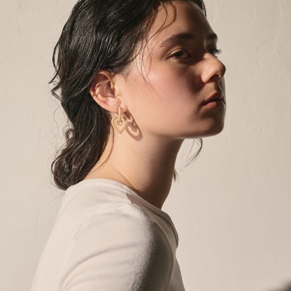 【LIMITED NUMBER/リミテッドナンバー】Vintage Like ピアス ニッケルフリー メタル ハング ハート カラー キャッチレス ステンレスポスト フープピアス