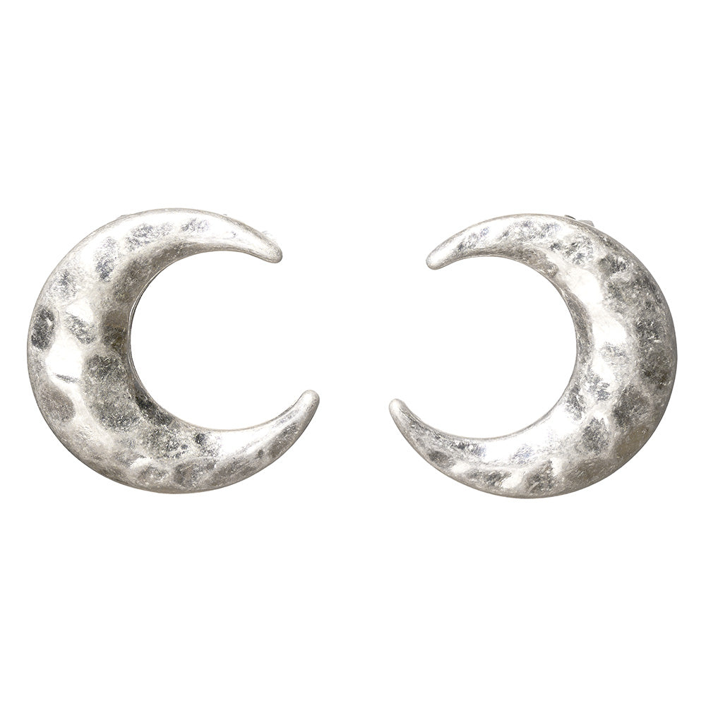 【LIMITED NUMBER/リミテッドナンバー】  MOON ピアス ニッケルフリー メタル 三日月 ハンマーワーク チタンポスト スタッドピアス