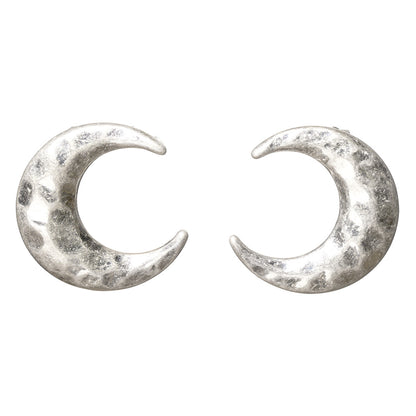 【LIMITED NUMBER/リミテッドナンバー】  MOON ピアス ニッケルフリー メタル 三日月 ハンマーワーク チタンポスト スタッドピアス