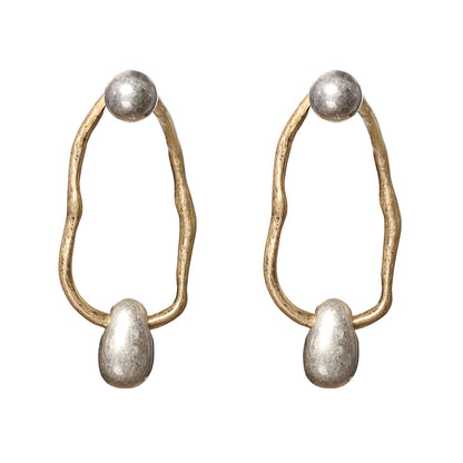 【LIMITED NUMBER/リミテッドナンバー】  MOON ピアス ニッケルフリー メタル オーバル リング コンビカラー ボール バックキャッチ 2way チタンポスト スタッドピアス