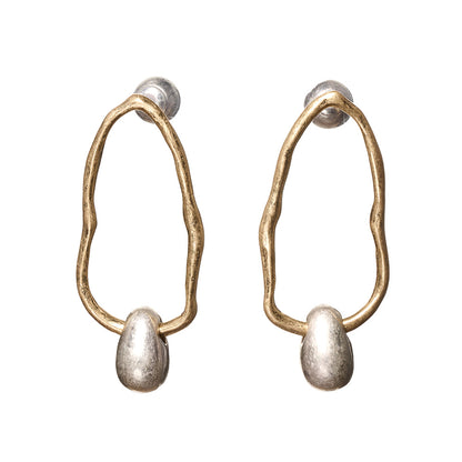 【LIMITED NUMBER/リミテッドナンバー】  MOON ピアス ニッケルフリー メタル オーバル リング コンビカラー ボール バックキャッチ 2way チタンポスト スタッドピアス