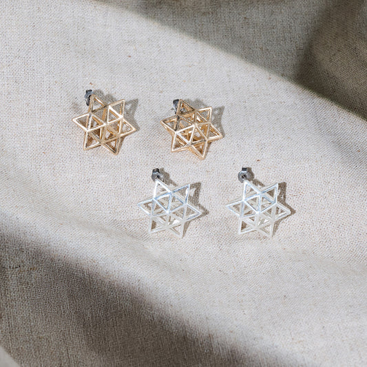 【LIMITED NUMBER/リミテッドナンバー】  MOON ピアス ニッケルフリー メタル 六芒星 透かし チタンポスト スタッドピアス