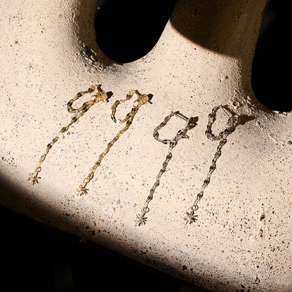 【LIMITED NUMBER/リミテッドナンバー】  MOON stainless collection ピアス メタル ミニ ブライトスター ペタルチェーン スウィング バックキャッチ ステンレス スタッドピアス